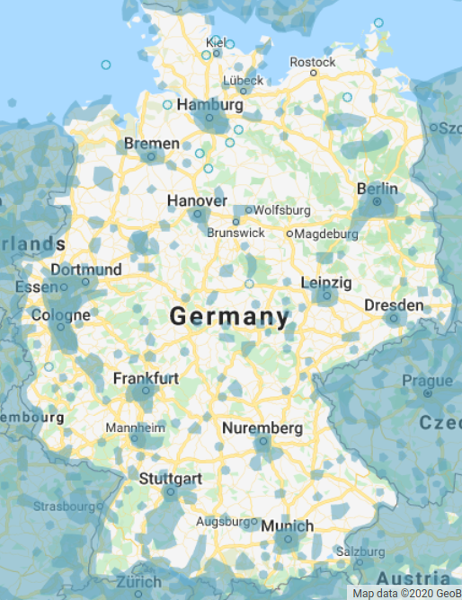 Street view coverage in Germany