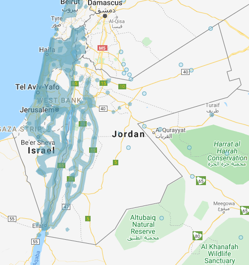 Street view coverage in Jordan